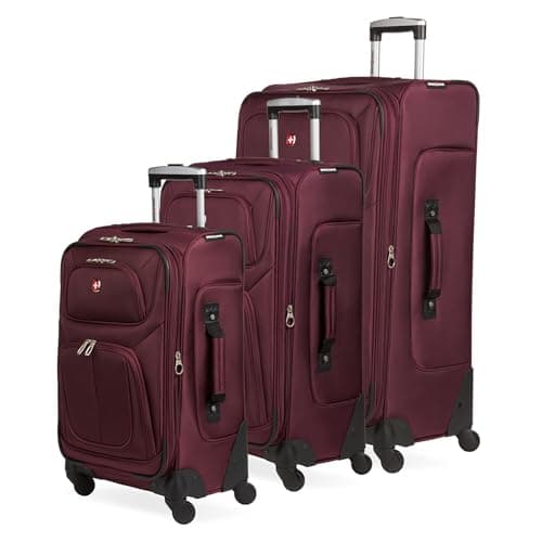 SwissGear Sion Softside Expandable Luggage, Merlot, 3-Piece Set (21/25/29) - Image 1
