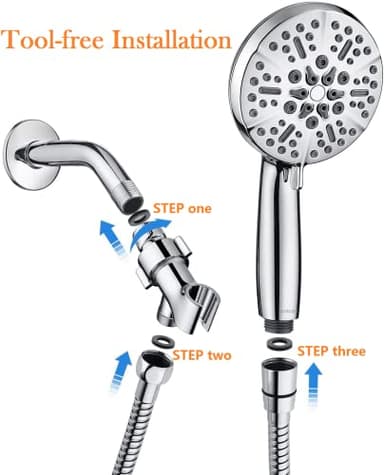 Shower Head with Handheld High Pressure-Full Body Coverage Powerful Rain Showerhead Extra 60" Long Hose and Adjustable Brass Joint Holder- The Perfect Detachable Heads for Bathroom Upgrade - Image 7