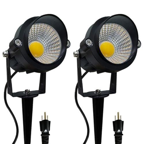 LED Outdoor Landscape Spotlight - 120V 12W Warm White Waterproof Spot Lights for Yard House Flag Tree, Lighting Decorations for Christmas Halloween(2 Pack) - Image 1