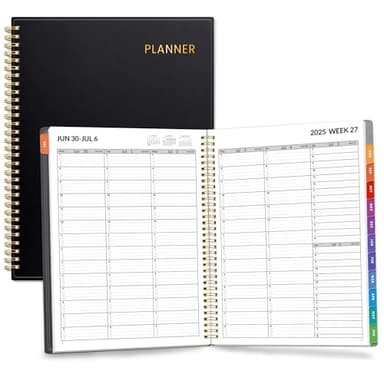 SUNEE 2025-2026 Appointment Book, Quarter-Hourly, Weekly & Monthly - from July 2025 to June 2026, 8.5"x11" Academic Planner, Flexible Cover, Note Pages, Bookmark, Spiral Binding, Black - Image 1