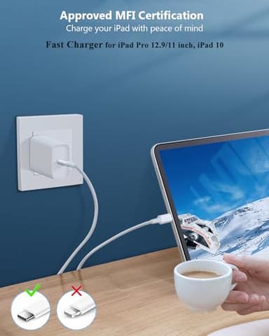 10FT Fast iPad Charger, iPad Pro Charger Cord [2Pack] 10FT USBC to USB C Cable iPad Cord 20W USB C Charger iPad Charging Block for iPad 10,iPad Mini 6,iPad Air 5/4,iPad Pro 12.9/11 inch 2020/2021/2022 - Image 2