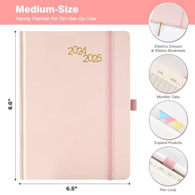 SUIN 2025-Planner, Monthly/Weekly/Dailly Appointment-Book, Medium 6.5'' x 8.5'' Agenda Journals Notebooks (Jan - Dec 2025), Light Pink - Image 2