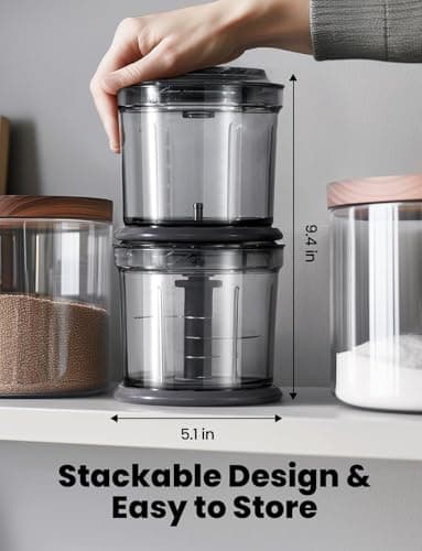 TWOMEOW Food Processor 4 Cup, Electric Food Chopper, 【Small but Powerful】Meat Grinder with 2 Bowls, 2 Speed & 4 Blades for Vegetable, Meat, Nuts, Functions for Chopping, Dicing, Mixing and Puree - Image 6