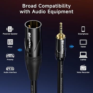 Cable Matters 3.5mm to XLR Cable - 6ft, Male to Male XLR to 1/8 Inch Cable, Compatible with iPod, MP3 Player, Laptop, Voice Recorder, and More, Black – Not for Microphone Use - Image 4