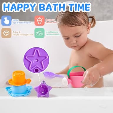 Baby Bath Toys for Kids Ages 1-3 5 PCS Toddler Bath Toys Mold Free for 2-4 Bathtub Sand Beach Pool Water Toddler Toys & Gifts (Color Random) - Image 2