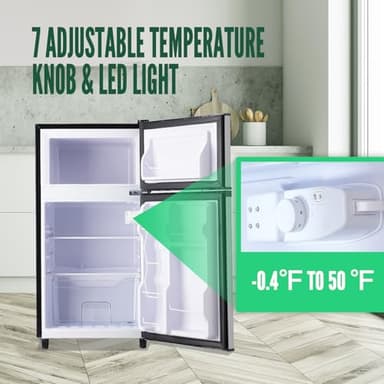 WANAI Mini Fridge with Freezer, 3.5 cubic feet 2- Doors Small Refrigerator Features 7 Gear Mechanical Control, Side Bottle Rack, Ideal for Dorm, Kitchen, Apartment, Office, Silver - Image 4