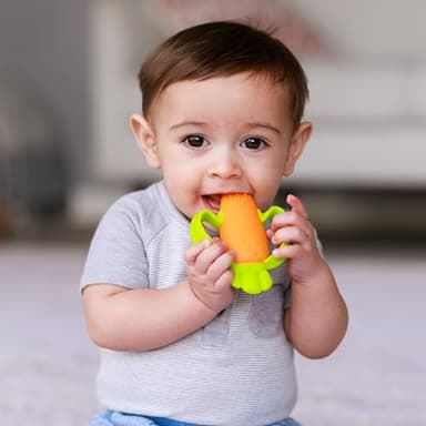Infantino Lil’ Nibbles Textured Silicone Teether, BPA-Free Baby Teething Toy, Soft, Easy to Hold, Sensory Stimulation for Infants, Carrot - Image 7