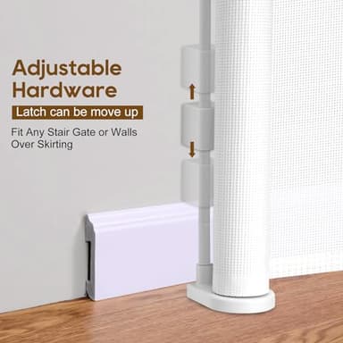 Upgraded 120 inch Retractable Baby Gates Extra Wide with Reinforced Strip Design to Prevent Crawling Through, 10 Foot Retractable Dog Gate, 34" Tall, Retractable Gate for Indoor/Outdoor - Image 6