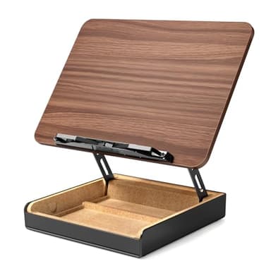 HUMANCOZY Book Stand with Storage, Book Holder for Reading Hands Free, Wooden Cookbook Stand for Kitchen Counter, Adjustable Reading Stand for Desk, Recipe Stand, Book Prop for Book Lovers - Image 9