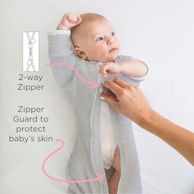 SwaddleDesigns Transitional Swaddle Sack with Arms Up Half-Length Sleeves and Mitten Cuffs, Small, 0-3 Months, 6-14 lbs, Heathered Jadeite (Arms Up Swaddle, Transition Swaddle Sleep Sack) - Image 7