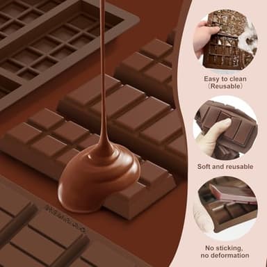 2pack Chocolate Bar Mold, Non-Stick Dubai Chocolate Molds, Deep Silicone Chocolate Mold for Dubai Chocolate Bar Pistachio, Candy, Snacks, Holiday Gifts - Image 6