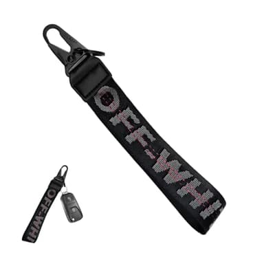 DXNQ Car Keychain, Fabric Keychain Wrist Lanyard, Key Ring for Cars Keys Wallets Jeans Decoration, Car Accessories (Black) - Image 1
