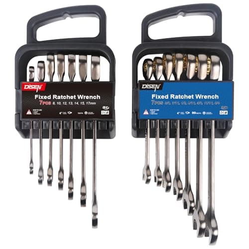DISEN 14PCS 90-Tooth SEA&Metric Ratchet Wrench Set,Upgraded Nickel Plating Combination Wrenches Set - Image 1