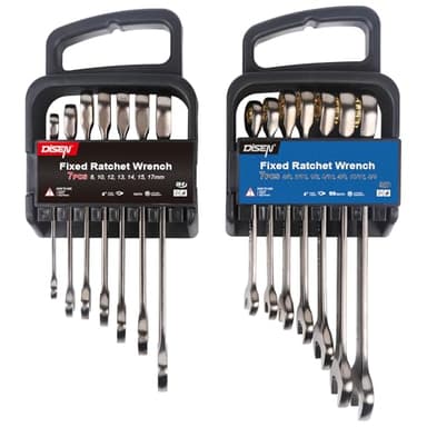 DISEN 14PCS 90-Tooth SEA&Metric Ratchet Wrench Set,Upgraded Nickel Plating Combination Wrenches Set - Image 1
