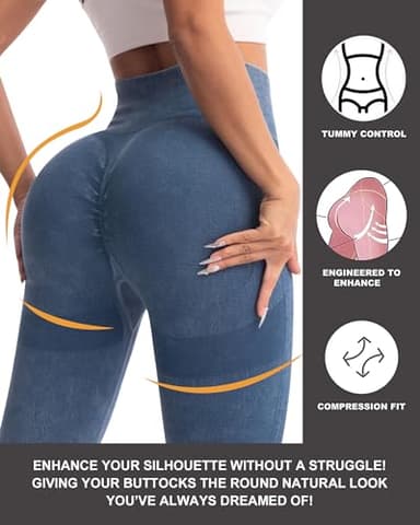 CHRLEISURE Workout Leggings Sets for Women, Gym Scrunch Butt Butt Lifting Seamless Leggings 3 Piece (Black,MS Black, Navy, XL) - Image 2