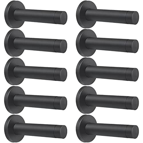 DOKU 10Pcs Door Stop, 3.5 Inch Heavy Duty 304 Stainless Steel Door Stopper with Rubber Tips Bumper, Wall Mounted Door Holder Protection Sound Dampening, Matte Black - Image 1
