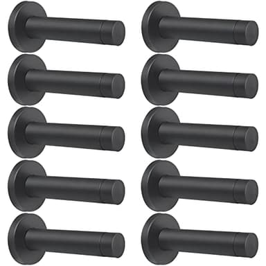 DOKU 10Pcs Door Stop, 3.5 Inch Heavy Duty 304 Stainless Steel Door Stopper with Rubber Tips Bumper, Wall Mounted Door Holder Protection Sound Dampening, Matte Black - Image 1