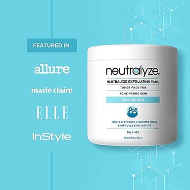 Neutralyze Exfoliating Acne Treatment Pads (100 Count) - Dual Textured Face Wipes with 2% Salicylic Acid & 2% Mandelic Acid - Toner Pads for Acne Prone Skin, Face & Body Wipes for Teens & Adults - Image 5
