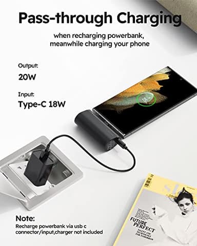 VEGER Portable Charger, USB C Power Bank, 5000mAh Mini Battery Pack Fast Charging 20W Small Charging Bank for iPhone 16/16 Pro/16 Pro Max/15, Samsung Galaxy S25, S24, S23, Note 20, Pixel, Moto, LG - Image 5