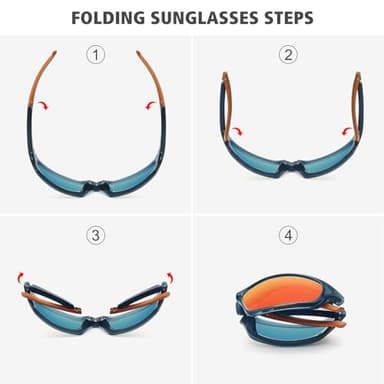 Ofwin Polarized Sports Folding Sunglasses for Men Women Wrap Around Cycling Fishing Sunglasses UV Protection Blue Red - Image 5