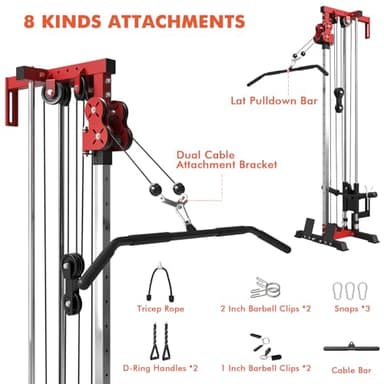 Mikolo Wall Mount Cable Station, Cable Crossover Machine with Dual Pulley System and 18 Adjustable Positions for Home Gym Fitness Equipment - Image 7