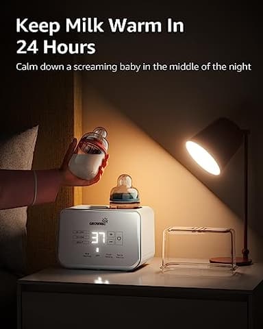 Baby Bottle Warmer, Grownsy 8-in-1 Fast Milk Warmer with Timer Breastmilk or Formula, Fits 2 Bottles, Accurate Temperature Control, with Defrost, Sterili-zing, Keep, Heat Baby Food Jars Function - Image 4
