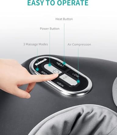 Nekteck Shiatsu Foot Massager Machine and Heat, Air Compression with Deep Kneading Therapy, Relax for Home or Office (Large Size) - Image 3
