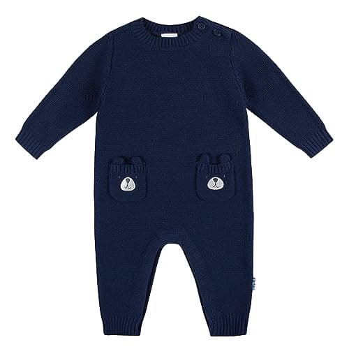 Gerber Baby Boys Sweater Knit Romper Jumpsuit, Blue Dog, 12 Months - Image 1