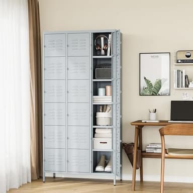 Letaya Metal Lockers for Employees-18 Door Storage Locker with Shelves and Lockable Steel Cabinet for School,Gym,Office,Staff (Grey, 18 Door) - Image 2