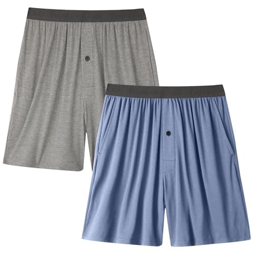 BAMBOO COOL Men's Pajama Shorts Mens Sleep Shorts Soft Breathable Lounge Comfy Sleepwear Pajamas Bottoms with Pockets 2 Pack - Image 1