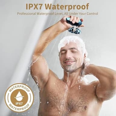 Detachable Head Shavers, SHPAVVER 5 in 1 Electric Razor IPX7 Waterproof for Bald Men, Wet Dry LED Display Rechargeable 7D Rotary Shaver Grooming Kit with Type C Charge A，Bright Blue - Image 3