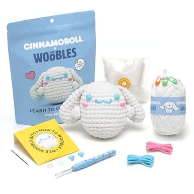 The Woobles Hello Kitty Crochet Kit - Beginners Wooble Crochet Animal Kit Crafts with Easy Peasy Yarn as seen on Shark Tank - with Step-by-Step Video Tutorials (Cinnamoroll) - Image 1