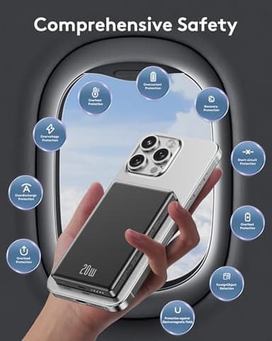 2025 for iPhone Magsafe Battery Pack, Ultra Slim Magnetic Power Bank Fast Charging, Wireless Portable Charger 10000mAh, 20W Powerbank Compatible with iPhone 16/15/14/13/12 Series, Metallic Black - Image 6