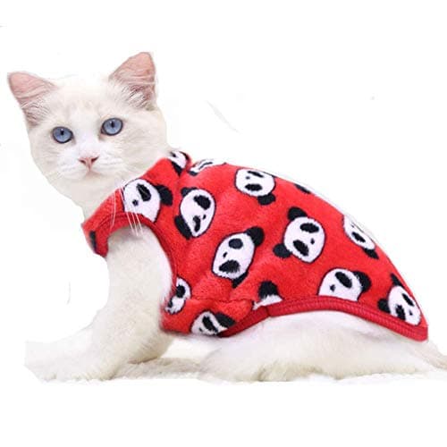ANIAC Bunny Clothes for Rabbits Warm Kitten Vest Fleece XXXS Dog Shirt Cozy T-Shirt for Bunny Guinea Pig Ferret Puppy Mini Dog and Small Animals(2XS, Red Panda) - Image 1