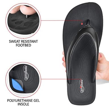 AEROTHOTIC Arch Support Flip Flops for women Stylish Cushioned Padded Straps with Soft Toe Post Slip on Footwear Dressy Travel Recovery Outdoor Comfortable Walking Sandals (Ravine Black, Size 11) - Image 5