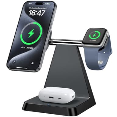 Charging Station for Multiple Devices Apple: Woruda 3 in 1 Magnetic Wireless Charger Stand for Mag Safe iPhone - Nightstand Charging Dock for iPhone 16 15 14 13 12 Pro Max Plus Apple Watch Airpods - Image 9