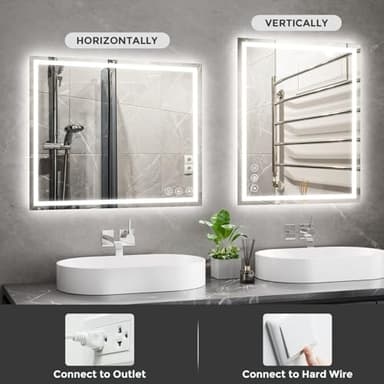 Koonmi 30x36 LED Bathroom Mirror, Backlit + Front Lit, LED Bathroom Mirror with Lights for Wall, 3 Colors, Anti-Fog, Dimmable Brightness, Memory Function, Tempered Glass - Image 6