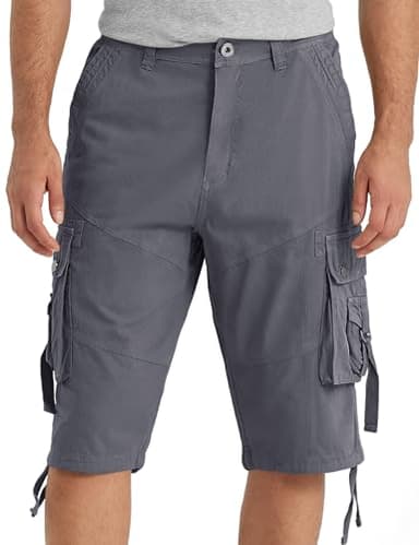 VOPOKER Cargo Shorts Men Relaxed Fit Cotton Twill Multi Pocket Zipper Classic Casual Hiking Outdoor Work Grey 40 - Image 2