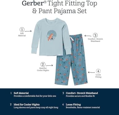 Gerber baby-boys 2-piece Pajama Set (Long-sleeve Cotton Top & Loose-fitting Pants - Image 8