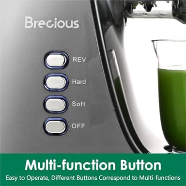 Slow Masticating Juicer,Brecious Cold Press Juicers with 2 Speed Modes & Quiet Motor,Juicers Machines Vegetable and Fruit with Reverse Function,Celery Juicer,BPA-Free,Easy to Clean (Silver) - Image 9
