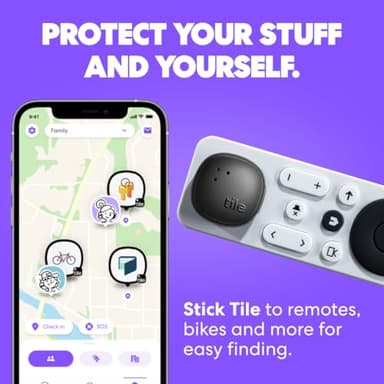 Tile by Life360 Sticker - Small Bluetooth Tracker, Remote Finder and Item Locator for Bikes, Glasses and More. Both iOS and Android Compatible. Phone Finder. 2-Pack (Black) - Image 2