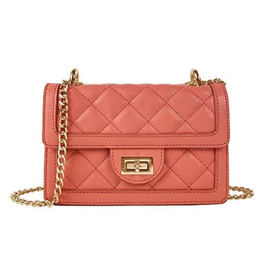 SG SUGU Small Quilted Crossbody Bag, Trendy Designer Shoulder Bag, Phone Wallet Purse for Women (Coral) - Image 1