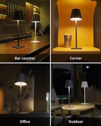 KDG 2 Pack Cordless Table Lamp, Portable LED Desk Lamps, 5000mAh Battery Operated, 3 Color Stepless Dimming Up, for Restaurant, Bedroom, Outdoor Camping, Coffee Shop, Night Light, Rechargeable (Black) - Image 8