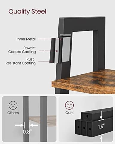 VASAGLE Ladder Shelf, 5-Tier Bookshelf, Storage Rack, Bookcase with Steel Frame, for Living Room, Home Office, Kitchen, Bedroom, Industrial Style, Rustic Brown and Ink Black ULLS45X - Image 6