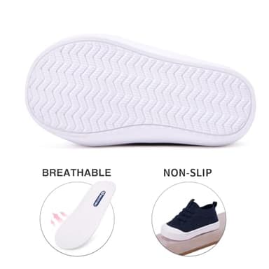 BMCiTYBM Baby Walking Sneakers Mesh Barefoot Boys Girls Breathable Shoes Tennis Outdoor Indoor Slip On 12-18 Months Toddler Navy Size 5 Toddler - Image 5