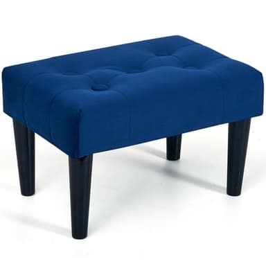 BRIAN & DANY Foot Stools Ottoman, Velvet Small Foot Stool with Legs, Rectangle Ottoman Foot Rest for Couch, Footstools and Ottomans Small for Living Room and Bedroom (Blue) - Image 1