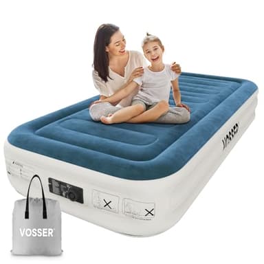 VOSSER Twin Air Mattress with Built-in Pump,Fast & Easy Inflation/Deflation Inflatable Mattress, Foldable Blow Up Mattress with Storage Bag, Inflatable Bed for Home, Camping & Guests - Image 1