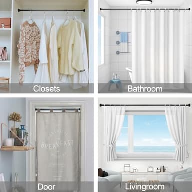 Shower Curtain Rod 26-76 Inch, Non-Slip Spring Tension Shower Rod, Stainless Steel Adjustable Telescoping Rod, 1 Inch Diameter No-Drilling Curtain Rods for Bathroom, Window, Wardrobe, Room Divider - Image 7