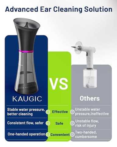 KAUGIC Upgraded Ear Wax Removal with One-Piece Waste Tank, Safe Ear Cleaner with Water Temperature Sensor, Effective Ear Irrigation Kit, IPX7, Slate Rose - Image 3