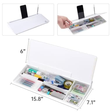 TSJ OFFICE Small Desktop Whiteboard -Glass Dry Erase Board Computer Keyboard Stand White Board Surface Pad with Drawer, Desk Organizers with Accessories for Office, Home, School Supplies - Image 4